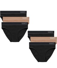 Hanes Originals Women's Seamless Rib Bikini Underwear 6-Pack Sz M   No Tag