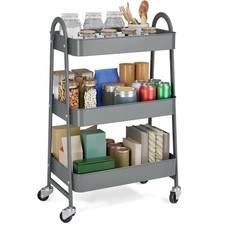 GIANNA 3 Tier Rolling Cart Organizer, Plastic Rolling Cart with Lockable Wheels