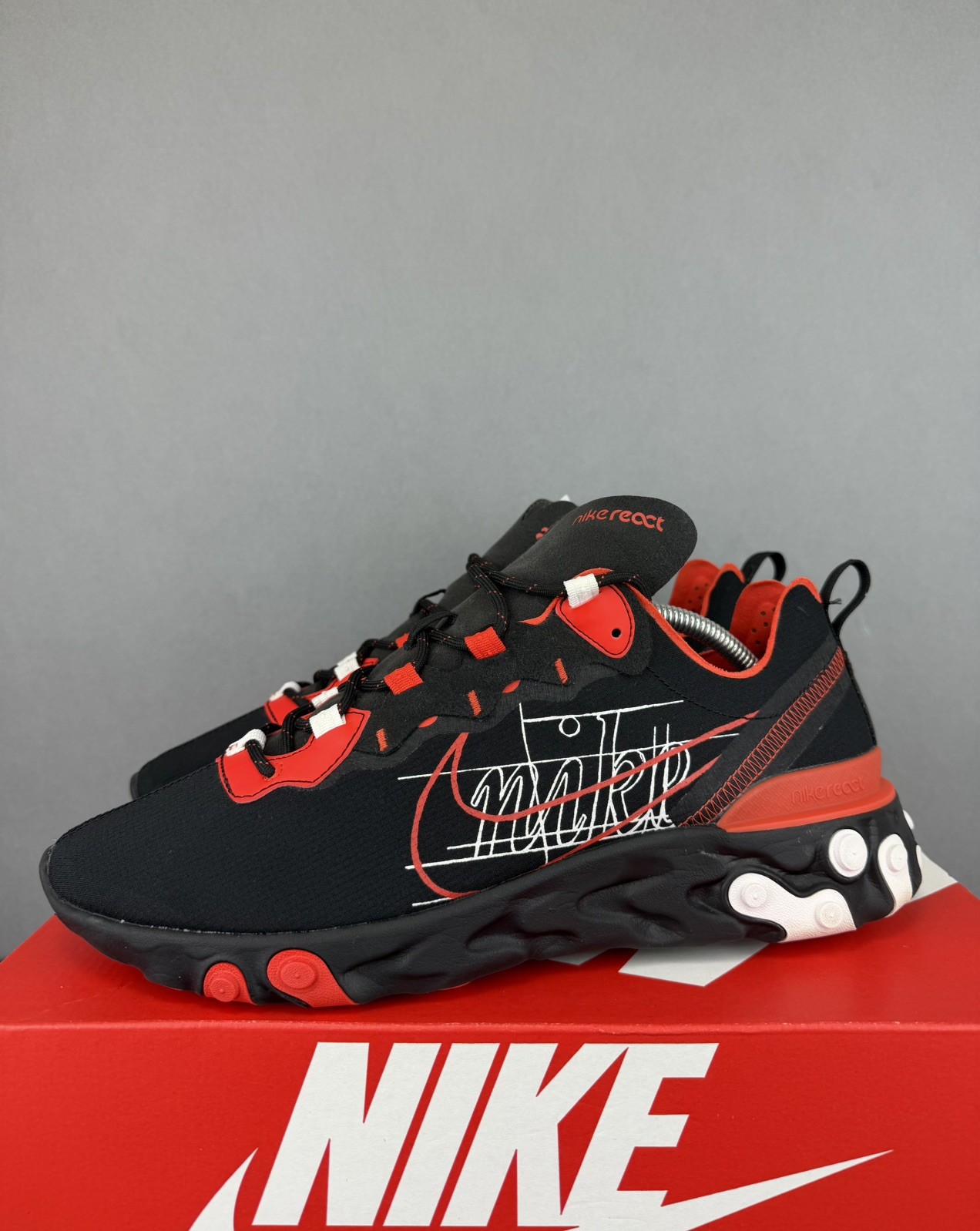 Nike React Element 55 Script Swoosh Black UK 10  … - image 7