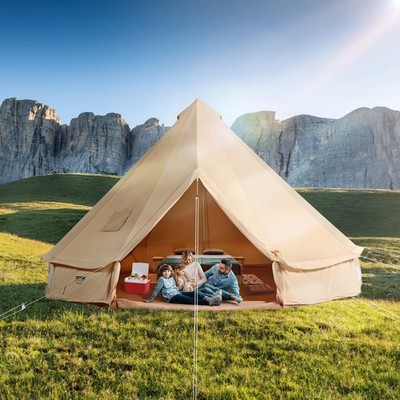 VEVOR Canvas Bell Tent 3M 4M 5M 6M 7M Camping Yurt Glamping Tent with Stove Jack