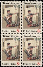 US Scott # 1470, Tom Sawyer, Block of (4) 1972 8¢ Stamps, MNH