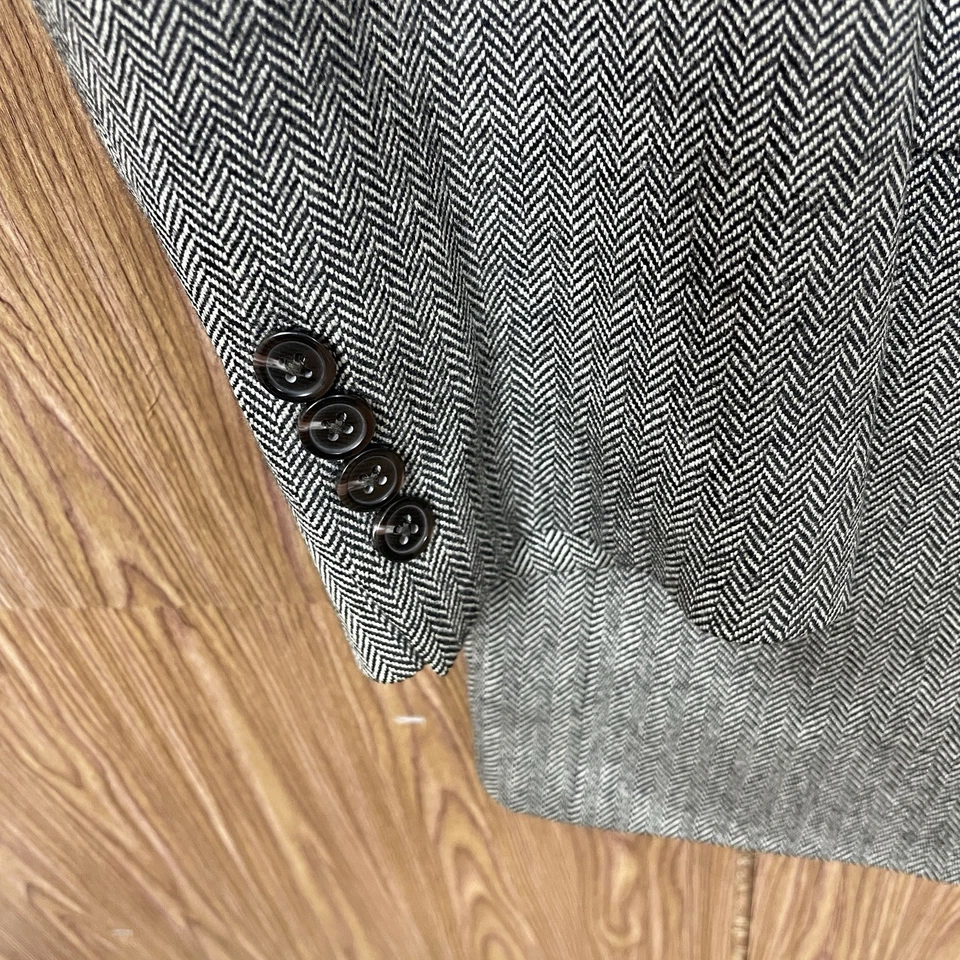 Chaps Sport Coat Mens 42L Black White Multicolor Soft Tweed 100% Lambswool - Image 4 of 4