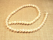 Lovely 16" Strand of 8mm x 6mm Oval White Iridescent Freshwater Pearls Lot B8