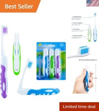 Eco-Friendly Folding Toothbrush 3-Pack - Gentle Hygiene for Active Lifestyles