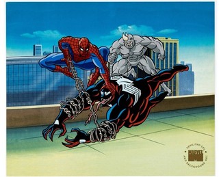Spider Man The Animated Series Limited Edition Serilitho Cel and Background
