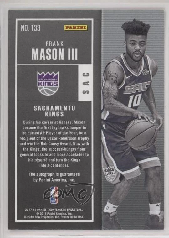 2017-18 Panini Contenders Playoff Ticket /65 Frank Mason III #133 Rookie Auto RC - Image 2 of 2