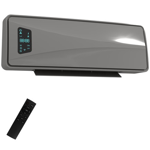 2000W Ceramic Electric Heater with Fan, Adjustable Thermostat, Wall Mounted - Picture 1 of 8