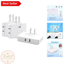 3-Pack Flat Wall Outlet Extender - Safe 3-Way Plug Adapter for Home Travel