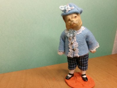 Antique Dolls Germany dog  with a hat 1900 miniatur