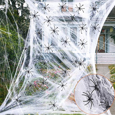 1000 Sqft Halloween Spider Web 100 Fake Spiders Indoor Outdoor Yard Party Decor