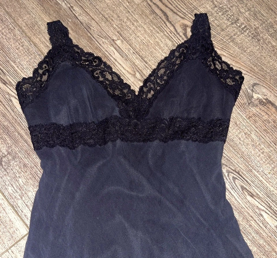 Maxi Vestido Vintage Free People Negro Seda Encaje Caprichoso Gótico Elegante Clásico Foto 2 de 4