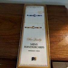 Vtg New in Box 3 Fine Quality PA Paris Men's Handkerchiefs Monogram C