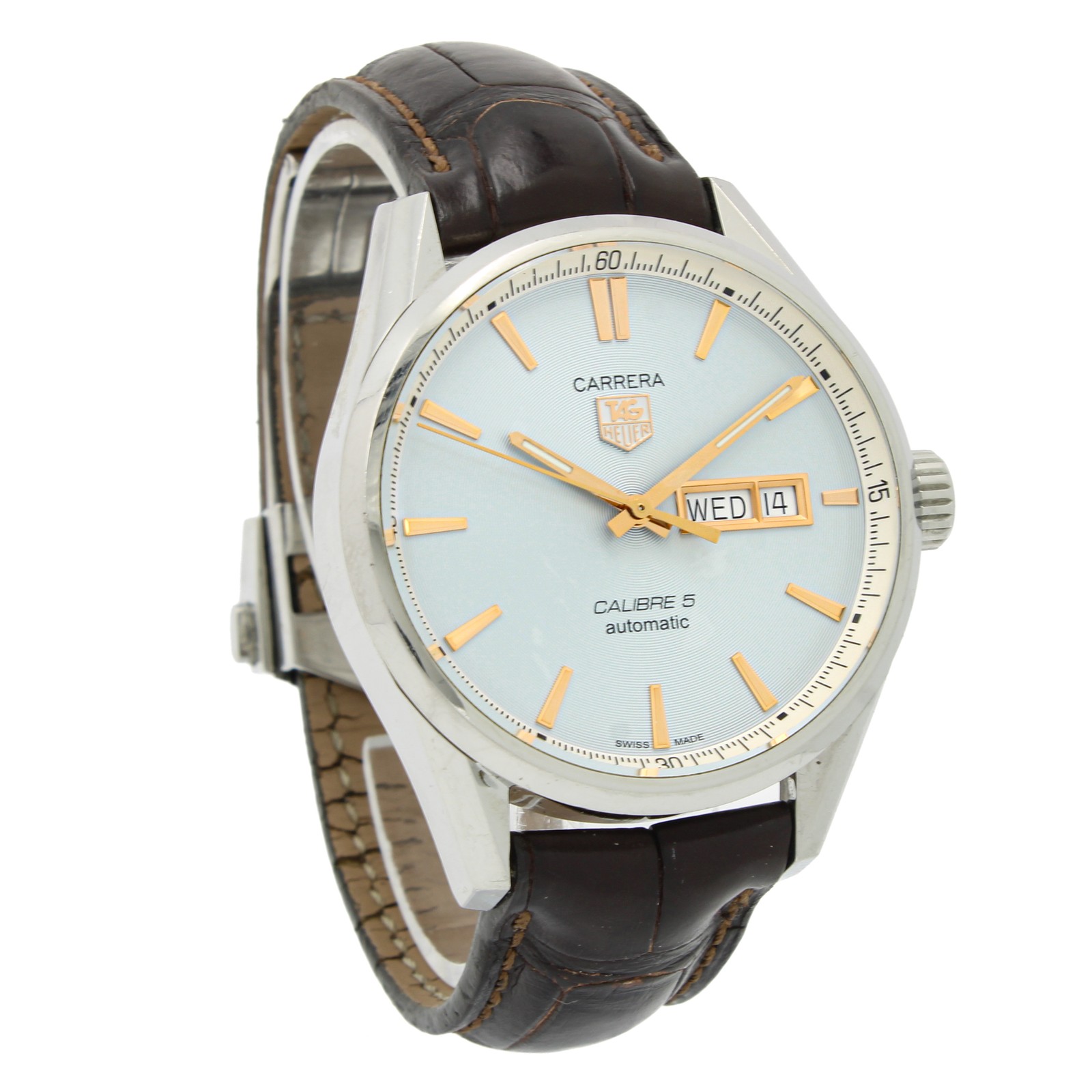 Men's TAG Heuer Carrera Day Date Ref.#WAR201D-1 41mm 7.25" Silver Dial W230899-1