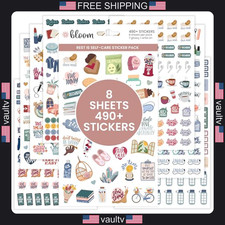 Bloom Daily Planners Rest is Self-Care Planner Sticker Pack - 8 Sheets / 490