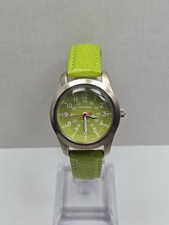Tokyobay Lime Green 24 Hour Military Field Quartz Watch Red Band New Battery