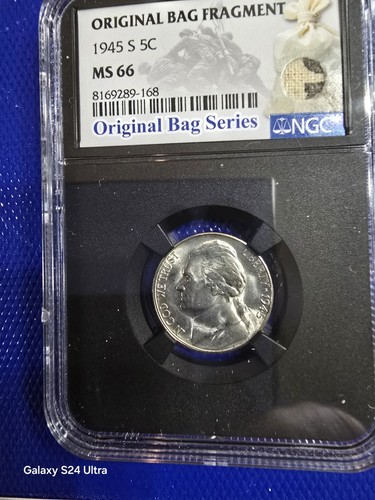 Nickel Original Bag Fragment 1945 S 5c MS66 - Picture 3 of 3