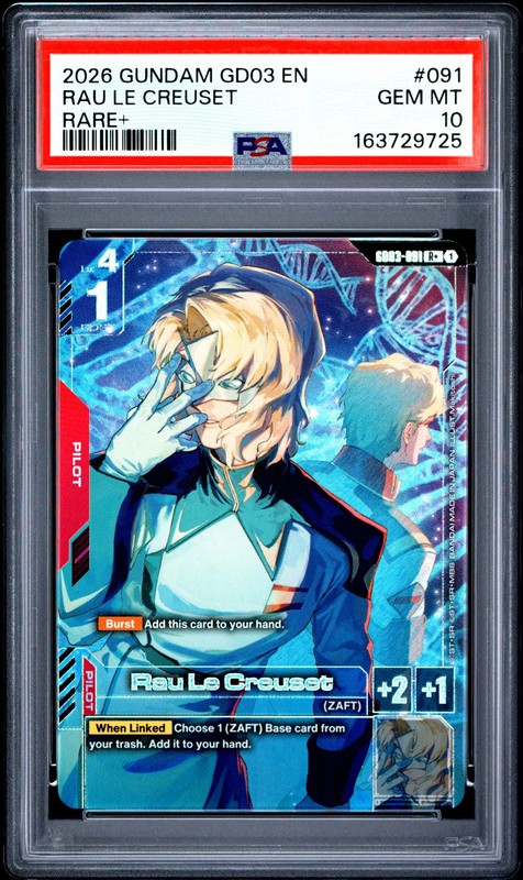 2026 GUNDAM GD03-STEEL REQUIEM RARE+ #091 RAU LE CREUSET PSA 10