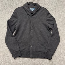 Polo Ralph Lauren Cardigan Mens M Gray Shawl Collar Preppy Heritage Grandpa
