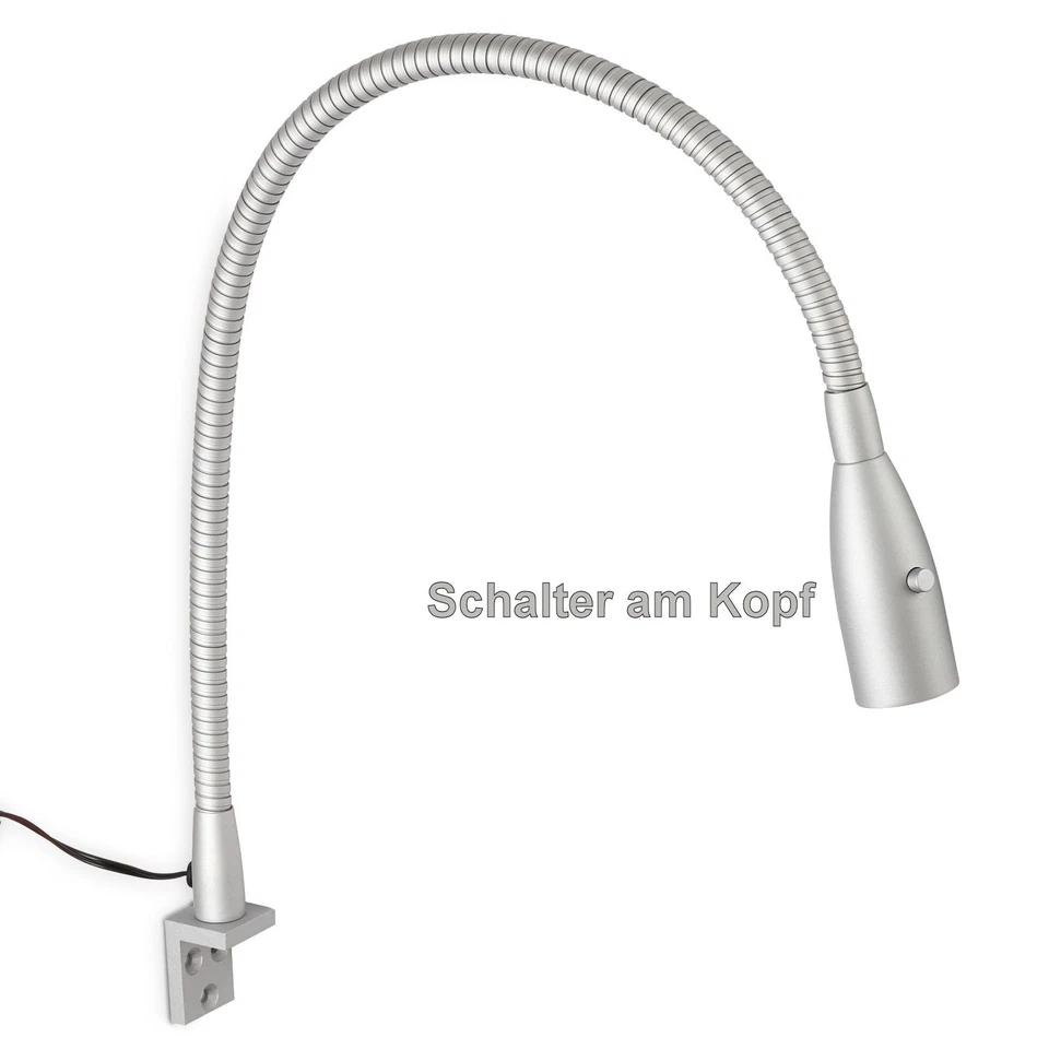 LED Leseleuchte Bettleuchte Wandlampe flexibel Leselampe Leuchte miniAMP Stecker - Bild 3 von 4