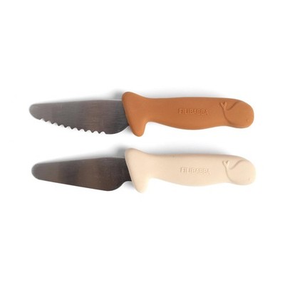 Filibabba Kindermesser-Set Pumpkin & Offwhite 2-teilig | Edelstahl, Silikon