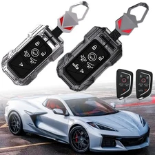 Zinc Alloy Car Key Cover Fob Case 6 7 Button For 2020-2025 Chevrolet Corvette C8
