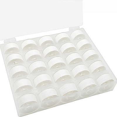 25Pcs White 60S/2 (90WT) Prewound Bobbin Thread Plastic Size a SA156 for Embroid