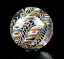 Bryan Trillas Glass Marble/Filigree Cane/UV/ Purple Rainbow B W/0.8-0.9 inch