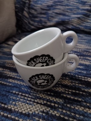 Black Sheep Kaffee Espresso/Latte Tassen x 2 Barista Cafe Porzellan Tasse verschiedene Größen