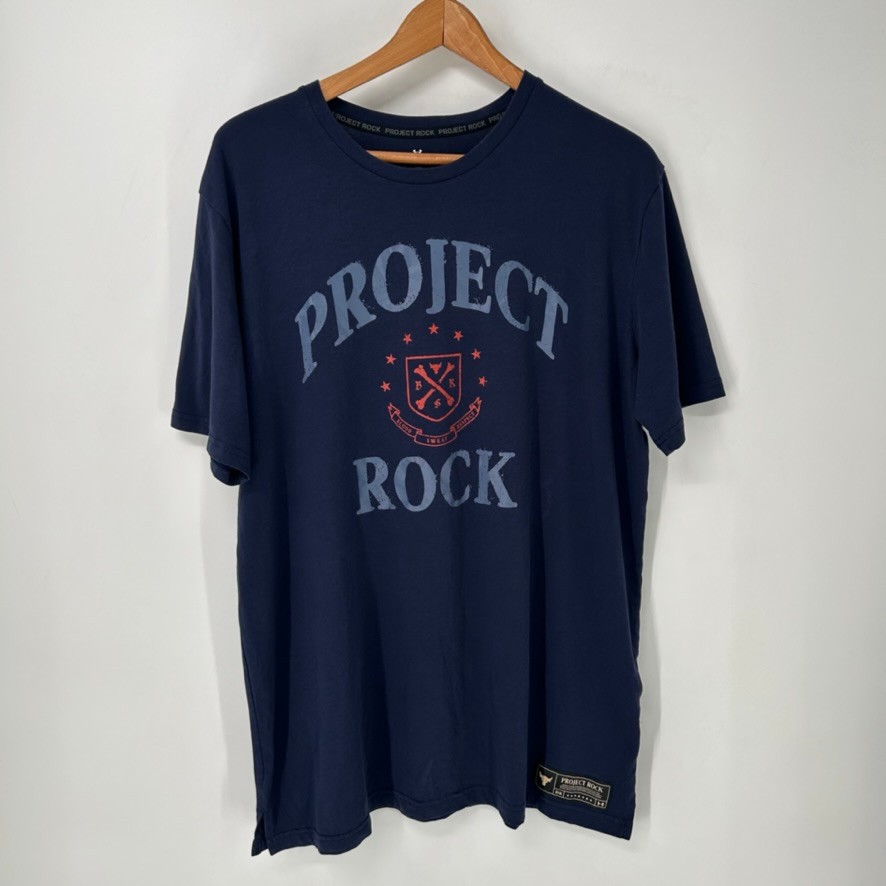 Under Armour Shirt Mens Large Blue Project Rock Graphic BSR Tee Short Sleeve