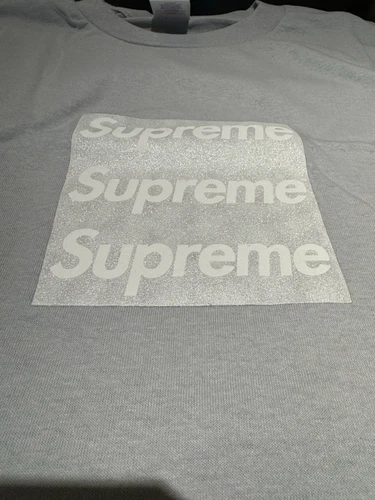 ASSPIZZA x SUPREME Logo Triple Boîte Rare Coloris Argenté GRAND 2021 NEUF