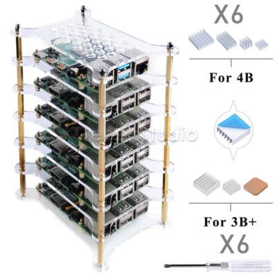 NEW! 6 Layers Case With Heatsink for Raspberry Pi 4 Model B / 2B / 3B / 3B+