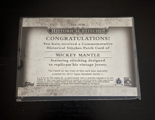 2012 Topps Historical Stitches Mickey Mantle #HS-MM - 第 2/2 張圖片