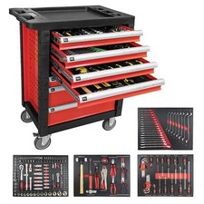 19525725 Carrello porta utensili rosso con 7 cassetti completo di 172 utensili -