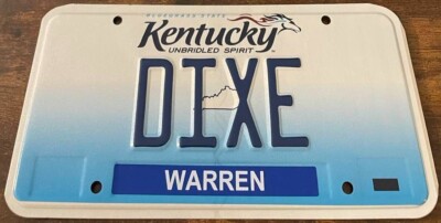 DIXE Vanity License Plate DIXIE Land Kentucky Warren County | eBay