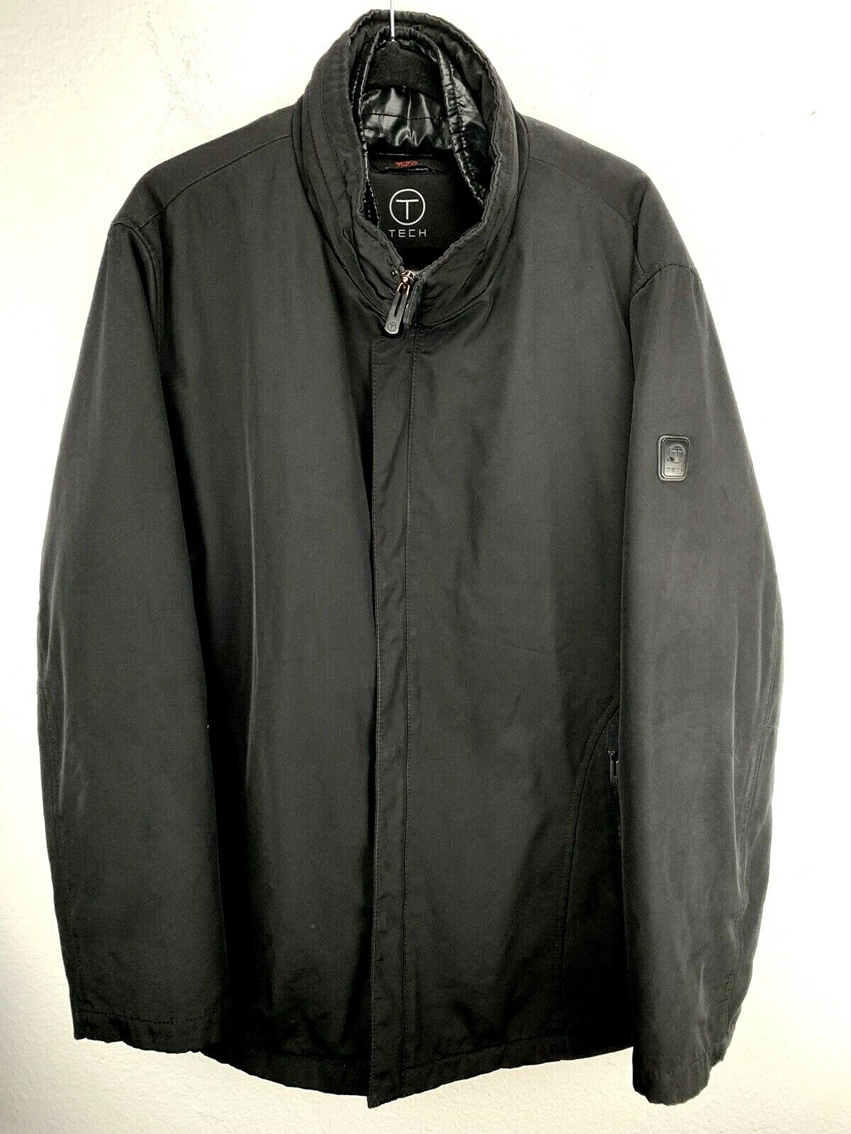 Tumi Tech Commuter Jacket Black Size XL Removable Double Collar Quilted Hood