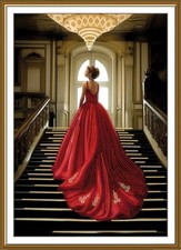 Bead Embroidery Kit DIY lady red Beading needlepoint Beaded stitching Beadwork