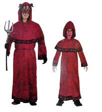 CARNEVALE HALLOWEEN VESTITO MAESTRO SATANICO DIAVOLO DEMONE ADULTO BAMBINO DEVIL