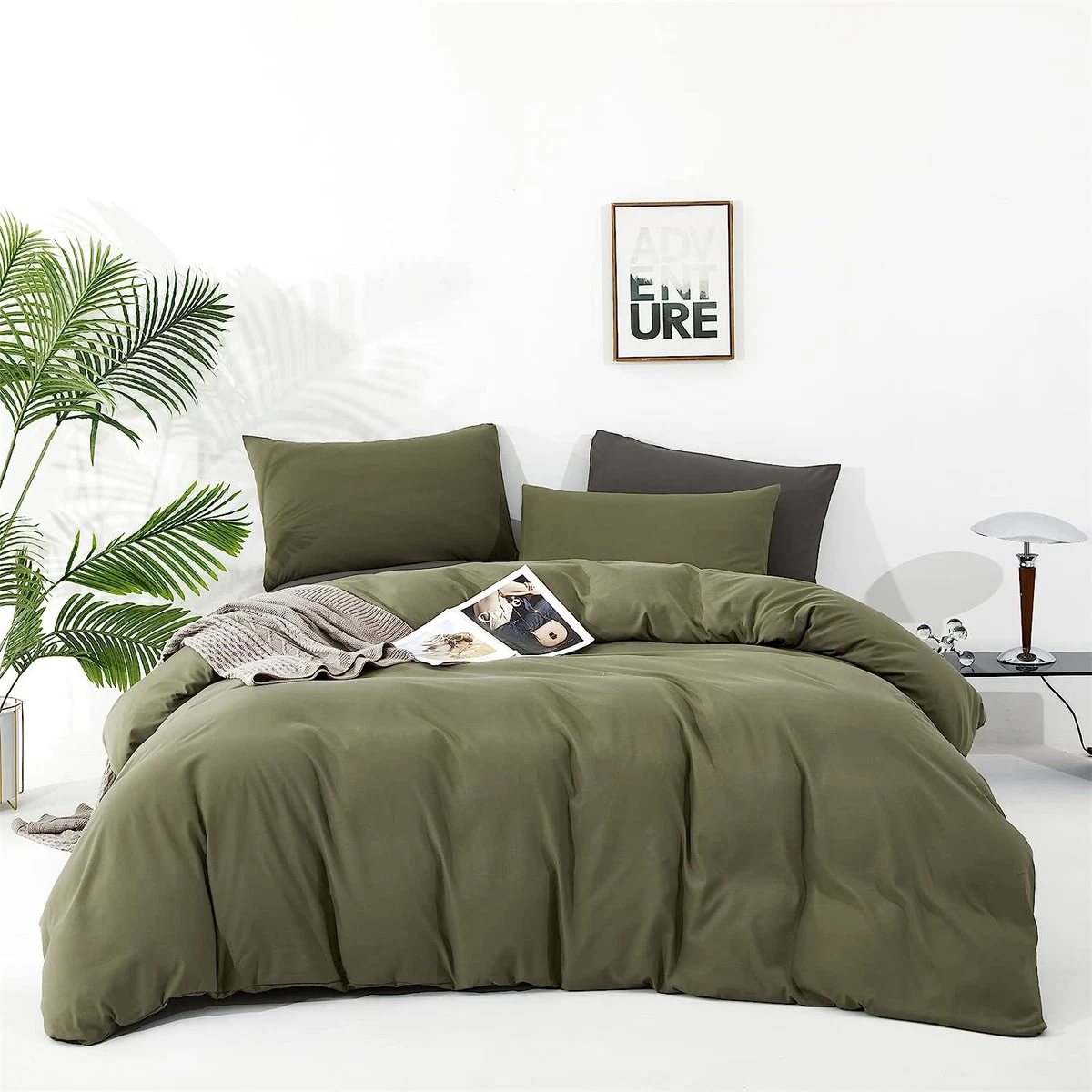 Olive green queen comforter set deals