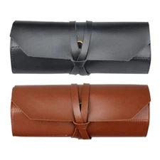 Multi-Purpose Leather Roll Storage Pouch Organizer Tool Roll-up Bag for Men NEW