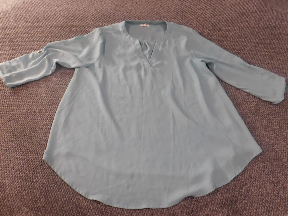 Maurices Mediano Top Azul Jersey Mujer Poliéster Manga Redonda Blusa de Día Foto 4 de 4