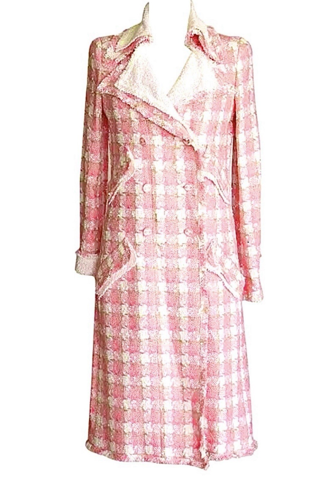 Chanel 2004 Vintage Pink Tweed Swing Jacket Size 36-40 Rare Find image 2