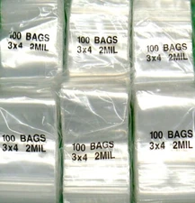 6000 Zip Seal Lock Bags 3x4 Clear 2mil Reclosable 3" x 4" Bags 2 Mil 6,000 Bags