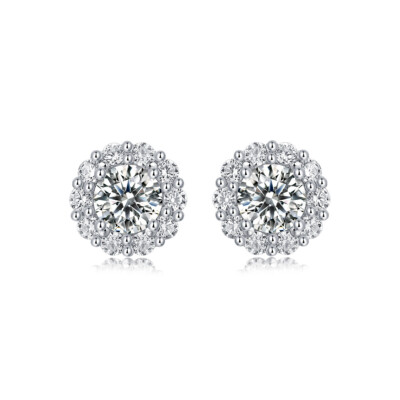 Moissanite VVS Flower Cluster Stud Earrings for Women 925 Sterling Silver 1cttw