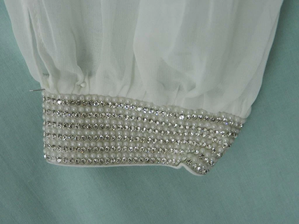 OFF WHITE Abito da festa Boston bianco sporco collo a V impreziosito manica a V 8 10 12