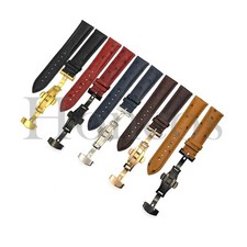 18-22MM Ostrich Leather Watch Band Strap with Quick Release Pins Butterfly Clasp
