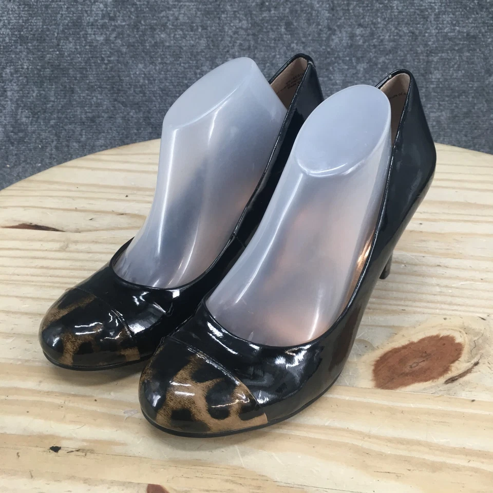 Nine West Shoes Womens 6.5 M Best Bet Slip On Pumps Black Faux Leather Heels - Image 3 of 4