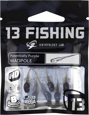 13 Fishing Madpole - Potentially Purple - Ice Fishing Soft Plastics Pack of  6