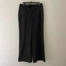 Nine West Women's Slouchy Cyndi Stripe Dress Pants Straight Black Size 10