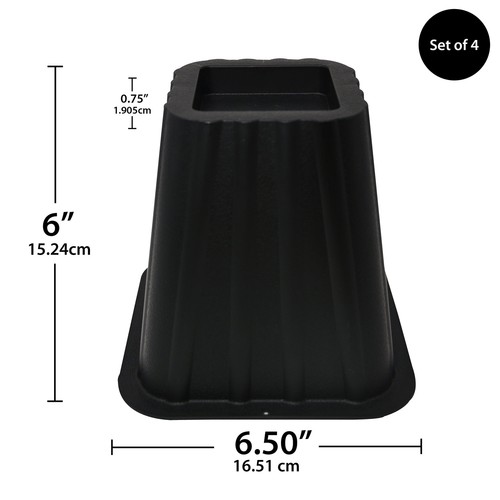 (3 pack) Black Bed Risers, Raise Your Bed to Create Storage Space, 4 Pack - Picture 3 of 8