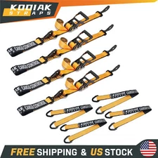 4PC Axle Strap Car Trailer Hauler Tie Down Strap with Snap Hook Tire Tow Strap